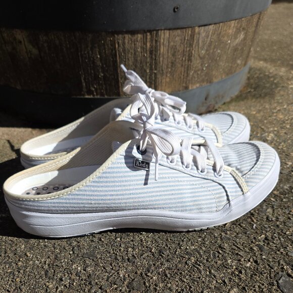 KEDS Women’s Mule Slip-on Canvas Blue and White Stripe Sneaker Round Toe Size 9 - Picture 4 of 4